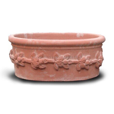 cassa terracotta fiori ovale