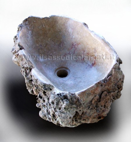 lavabo da roccia di pietra rosa