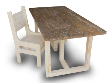 basamento con sedia legno