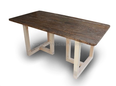 tavolino legno travertino